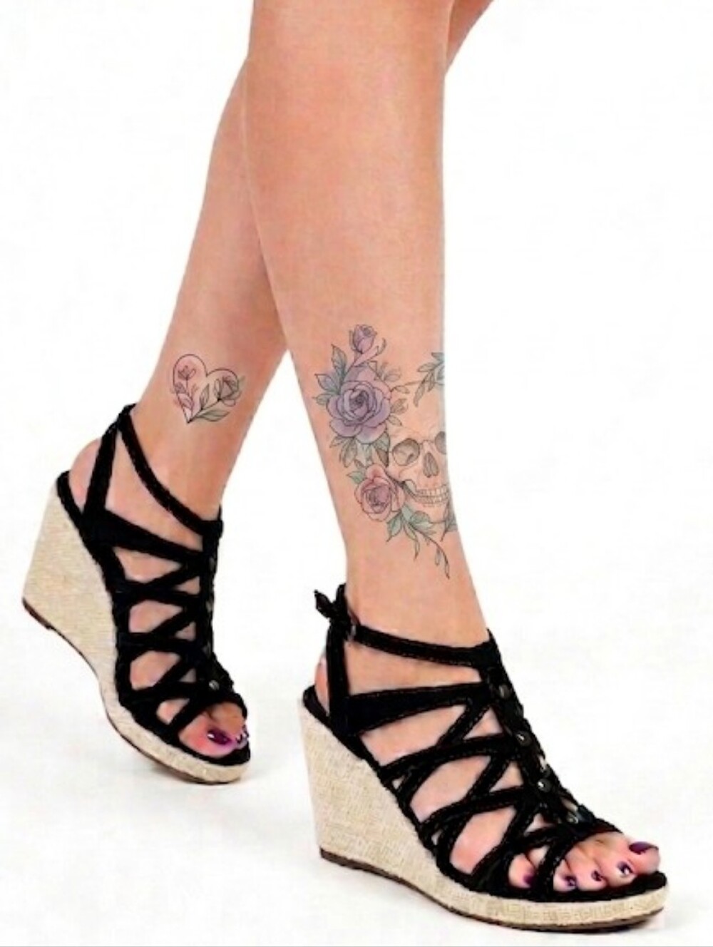 Black High Wedge Caged Strappy Platform Sandals Metal Studs 37 US Size 7